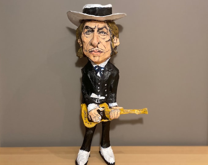 Bob Dylan Art, Paper Mache Figure, Bob Dylan Gift, Handmade Sculpture