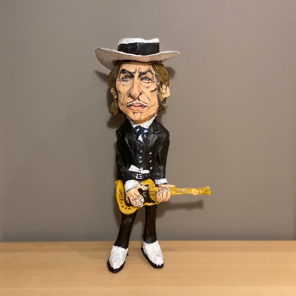 Bob Dylan Skulptur, handgemachte Pappmaché Figur, Musik