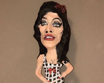 Amy Winehouse, handmade paper mache figurine