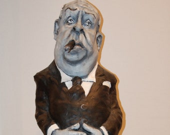 Alfred Hitchcock Sculpture, movie director, handmade figure