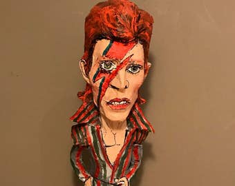 David Bowie inspired figurine, Handmade sculpture, Paper mache