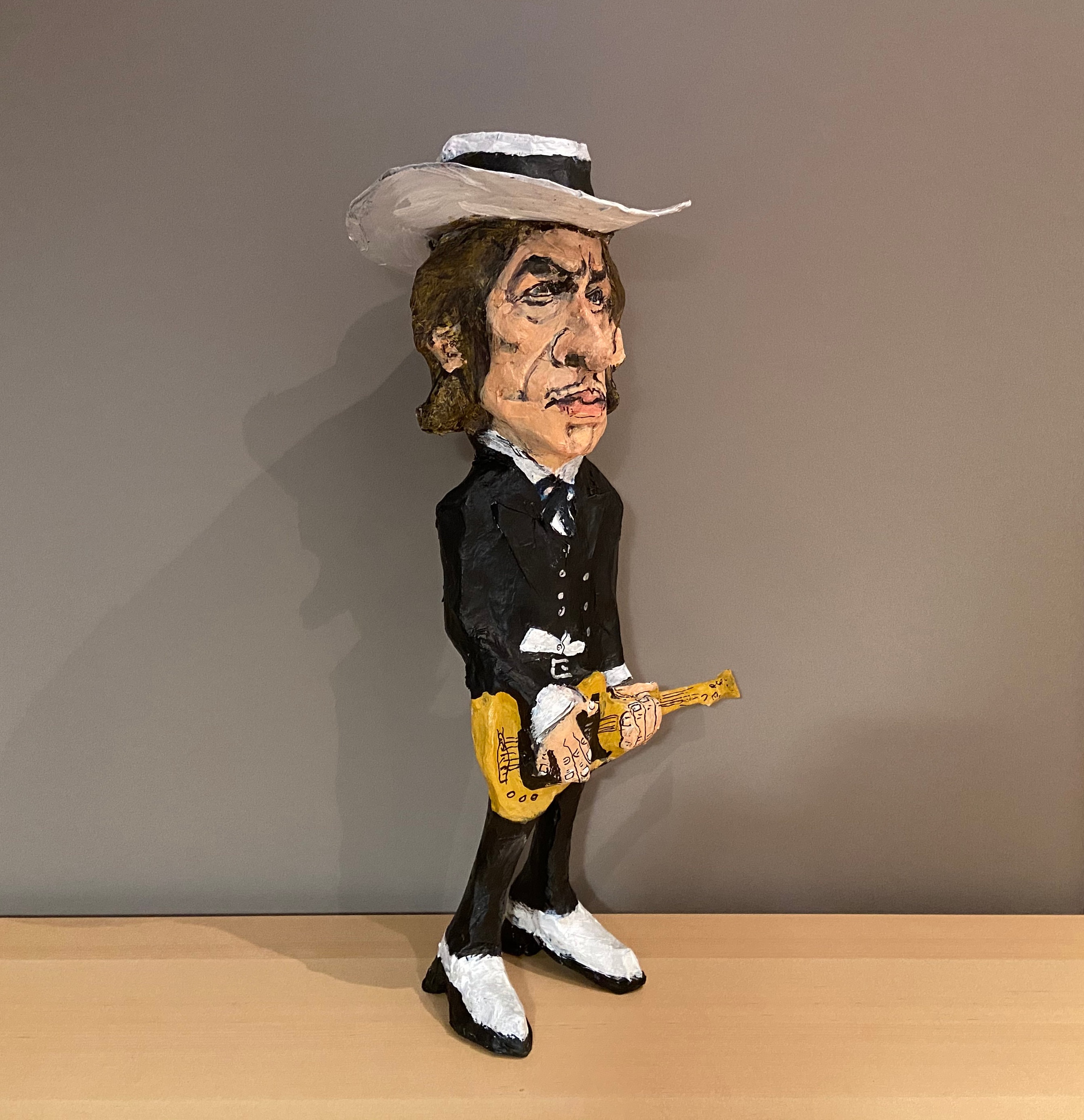 Bob Dylan Paper Mache Figurine - Handcrafted Music Inspired Sculpture