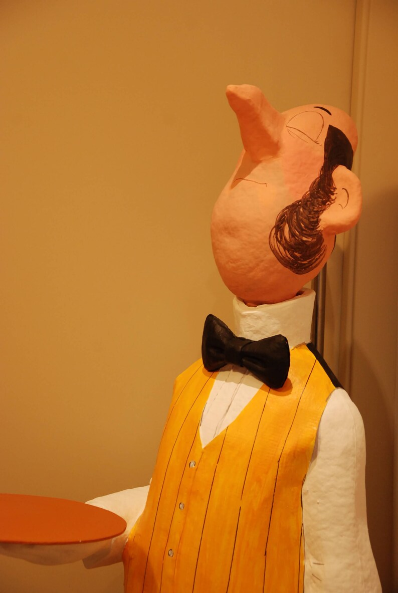 Butler statue, Paper mache, Waiter statue, Home Decor image 3