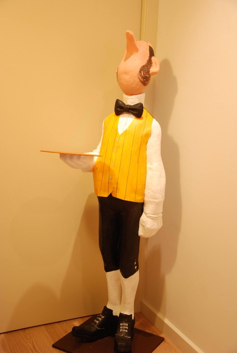 Butler statue, Paper mache, Waiter statue, Home Decor image 2