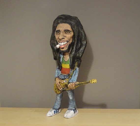 Bob Marley Paper Mache Figure Reggae Musicien Etsy