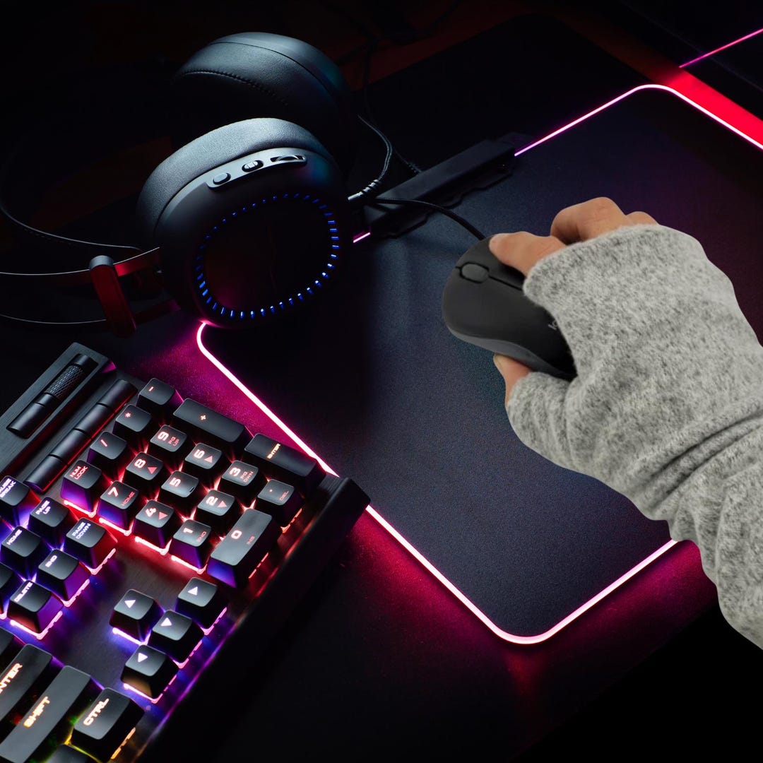 Upcycled Fingerless Gloves With Wrist Support, Ergonomic Gaming Glove ...