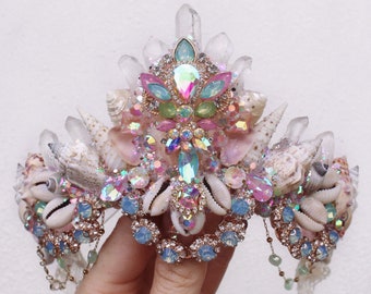 Medium mermaid crystal crown