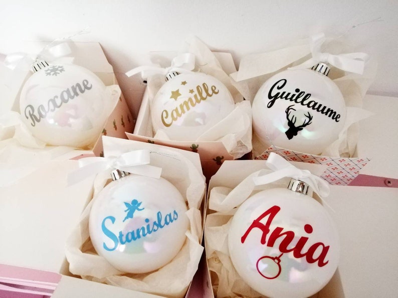 Boule De Noël Personnalisés Et Boite Cadeau Boule Noël Prénom 1er Noël Boule à Message Décoration Sapin De Noël