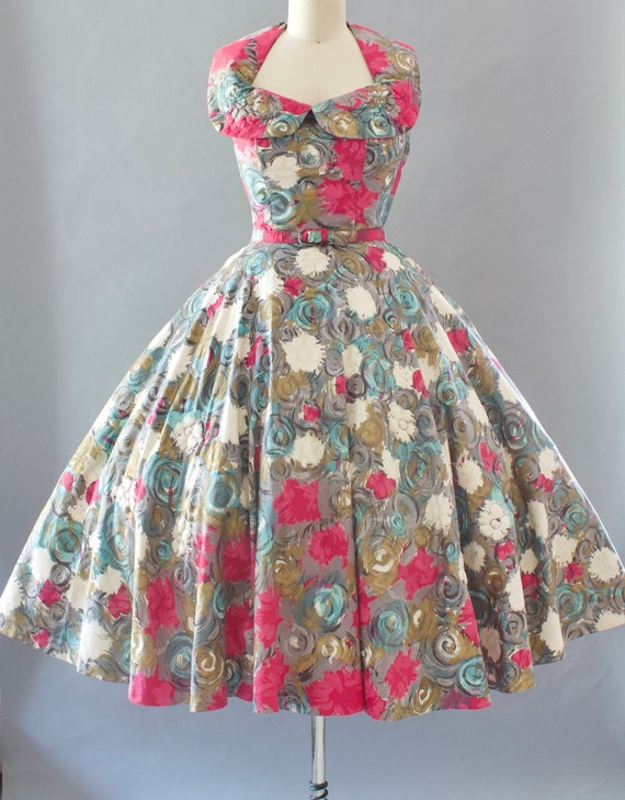 1950s Floral Sundress | Small