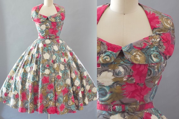 1950s Floral Sundress | Small