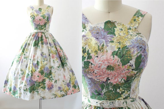 1950s Floral Sundress | Medium