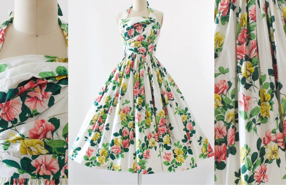Polished Cotton Hawaiian Halter Dress | Medium