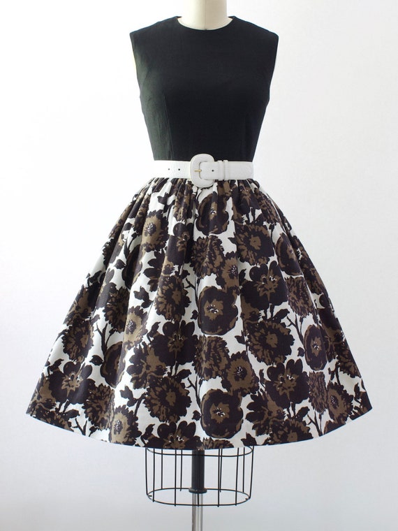 1950s Floral Cotton Dress | Small