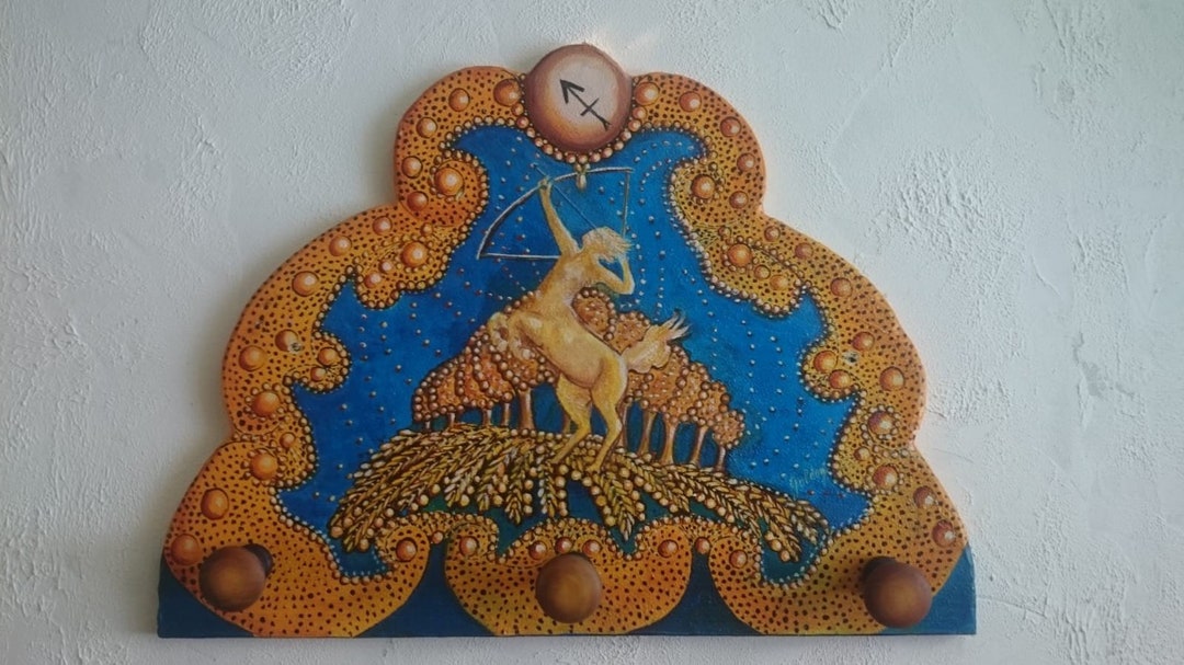 Zodiac Coat Rack Sagittarius, Wooden, Hand Made and Painted, Unique ...