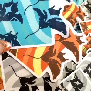 Manta Ray Vinyl Sticker | Manta Ray Sticker | Blue, Orange, Black