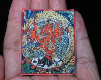 ネパール チベット仏教プリント キャンバス 主ガネーシャ ミニ タンカ