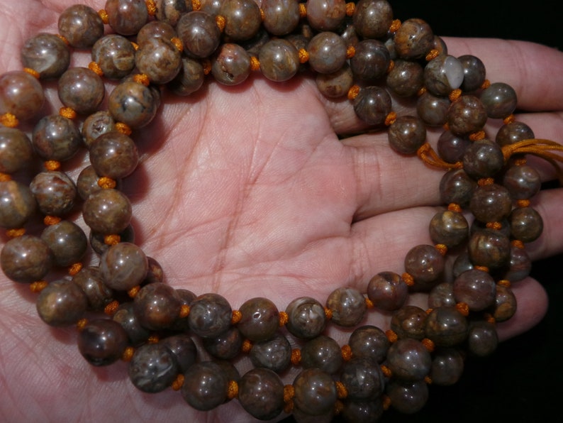Beautiful Nepal Tibet Round Shaped 100 Conch Shell Fossil Bead Necklace