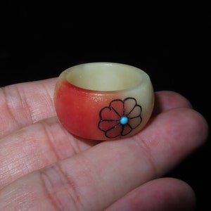 Exquisite Nepal Tibet Buddhist Camel Bone Galsang Flower Band Ring Ornament (o4)
