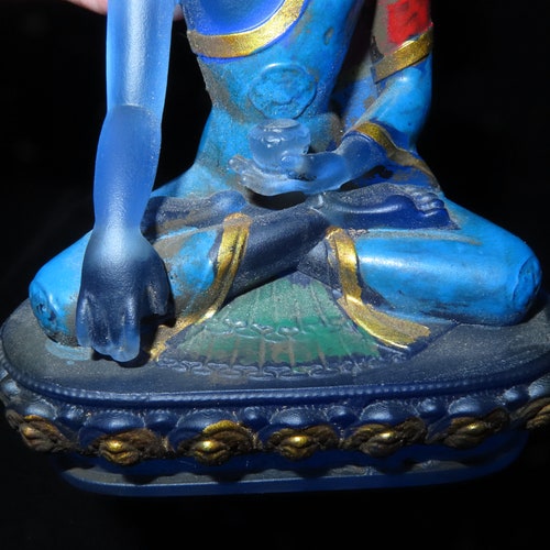 Nepal Tibet Buddhist Colored Precious Colored on sale Glaze Liuli Glass Buddha Sakyamuni Statue