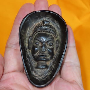 Taça tibetana de chifre esculpido para oferenda ritual Mahakala, tigela de libação, decoração de altar budista tântrico do Himalaia (w2)