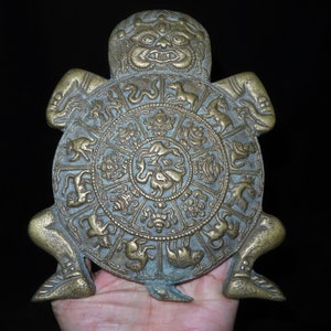 Large Nepal Tibet Buddhist Bronze Reincarnation Chinese Zodiac Wall Pendant (U18)