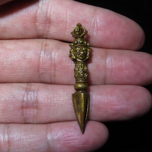 Nepal Tibet Buddhist Copper Three-Faced Mahakhala Phurba Talisman Pendant c9 zdjęcie 3