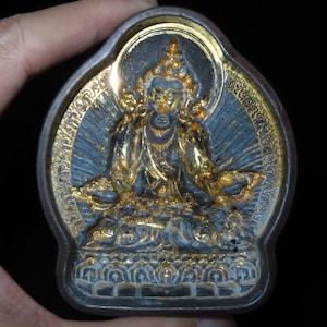 Nepal Tibet 9cm Buddhist  Gold Lacquer Copper White Tara Tsa-Tsa Maker Mold Mould (a)