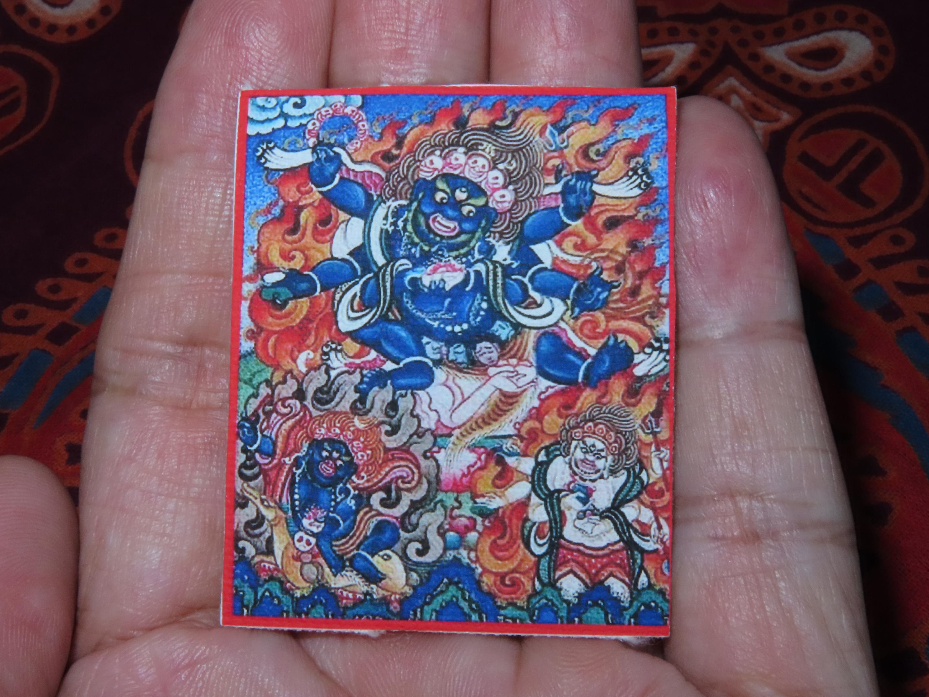 ネパール チベット仏教プリント キャンバス マハーカラ ミニ タンカ