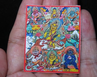 Nepal Tibet boeddhistisch bedrukt canvas witte Jambhala Mini Thangka Thanka (c21)