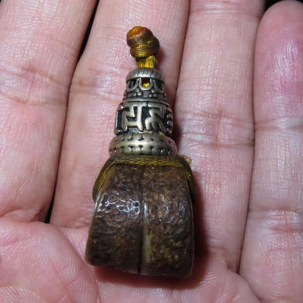 Nepal Tibet Buddhist Three Holes Kapala Yak Bone Mala Prayer Guru Bead (s2)