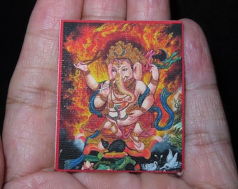 Nepal Tibet Buddhist Printed Canvas Lord Ganesha Mini Thangka Thanka (c18)