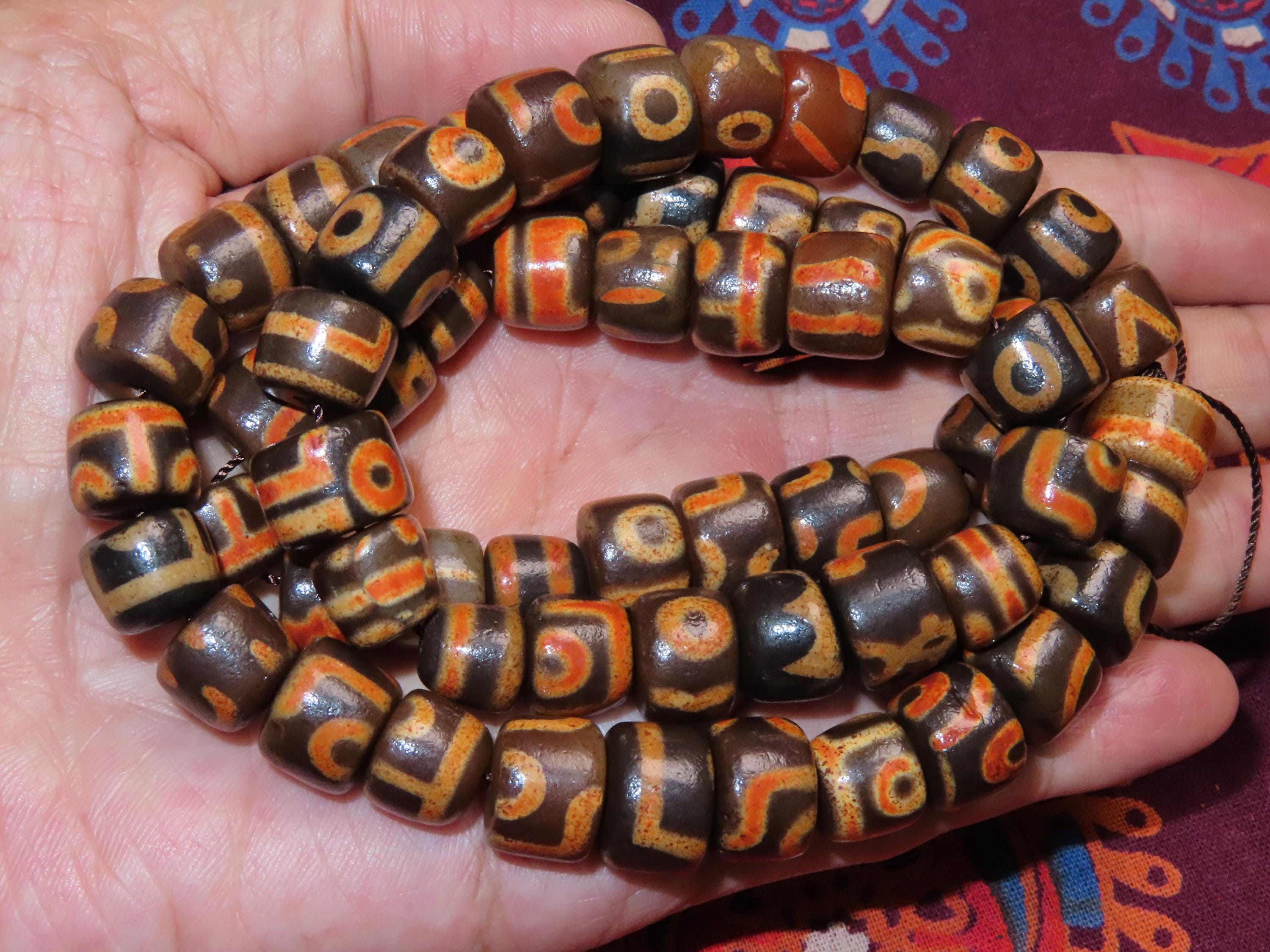 63x Nepal Tibet Buddhist Broken Etched Dzi Agate Medicine Buddha