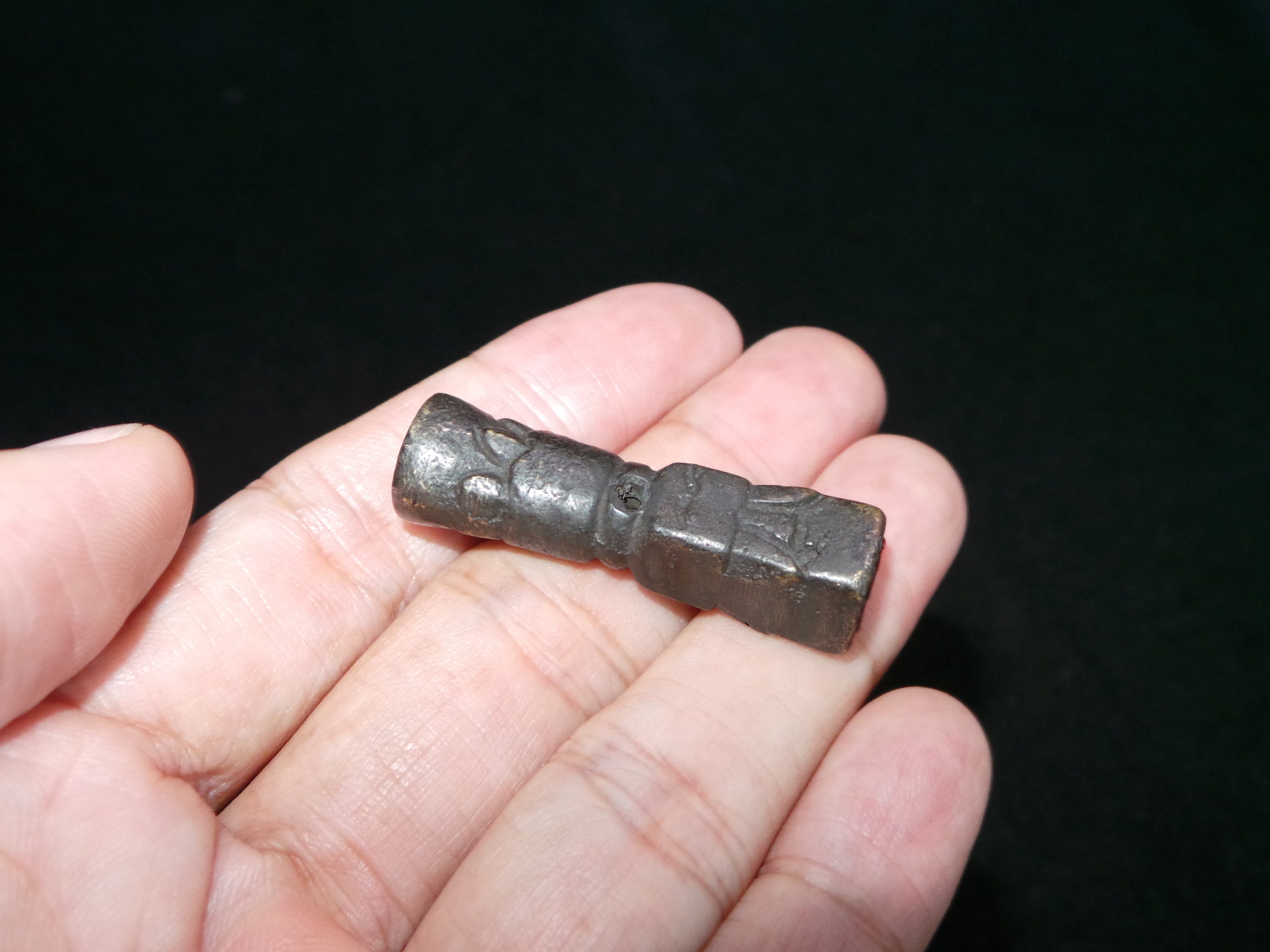 古いネパール チベット ブロンズ 蓮 仏教シンボル 印章 ペンダント IV