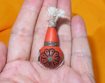 Tibetan Carved Glassware Sherpa Coral Galsang Flower Guru Bead Buddhist Prayer Tassel Connector (w6)