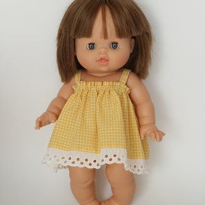 Minikane doll clothes,Plaid slip dress for Minikane 34cm and 37cm dolls, available in yellow and green,doll clothes,doll trousers