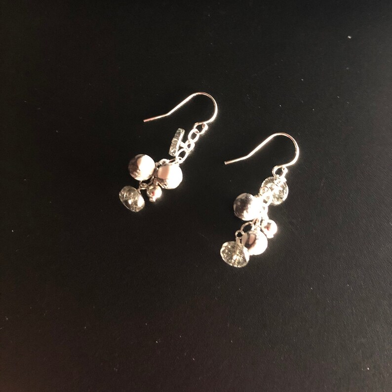 Black and White Howlite and Rutilated Quartz Dangle Earrings Made in Oregon