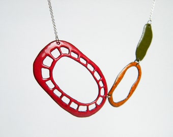 contemporary jewelry for modern women ocean abstract and mismatched earrings Organic earrings with vitreous enamel and sterling silver