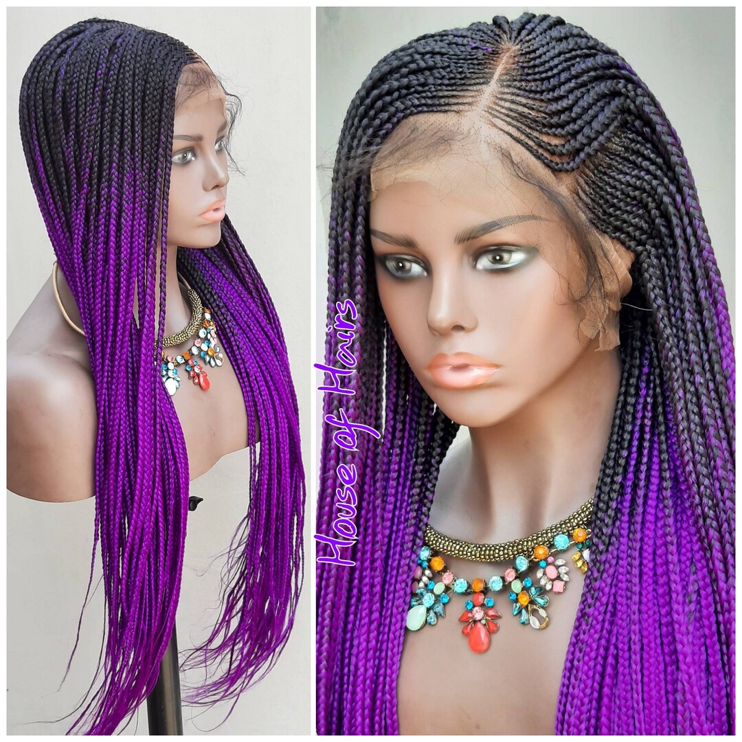 REINE Braided FULL LACE Wig Braids Cornrow Ghana Weave Box Etsy