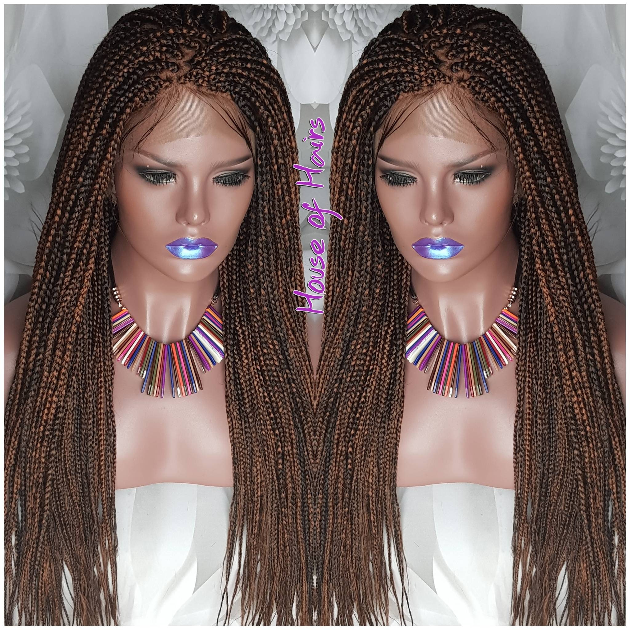 Handmade Glueless Small Medium Box Braids Full Lace Box