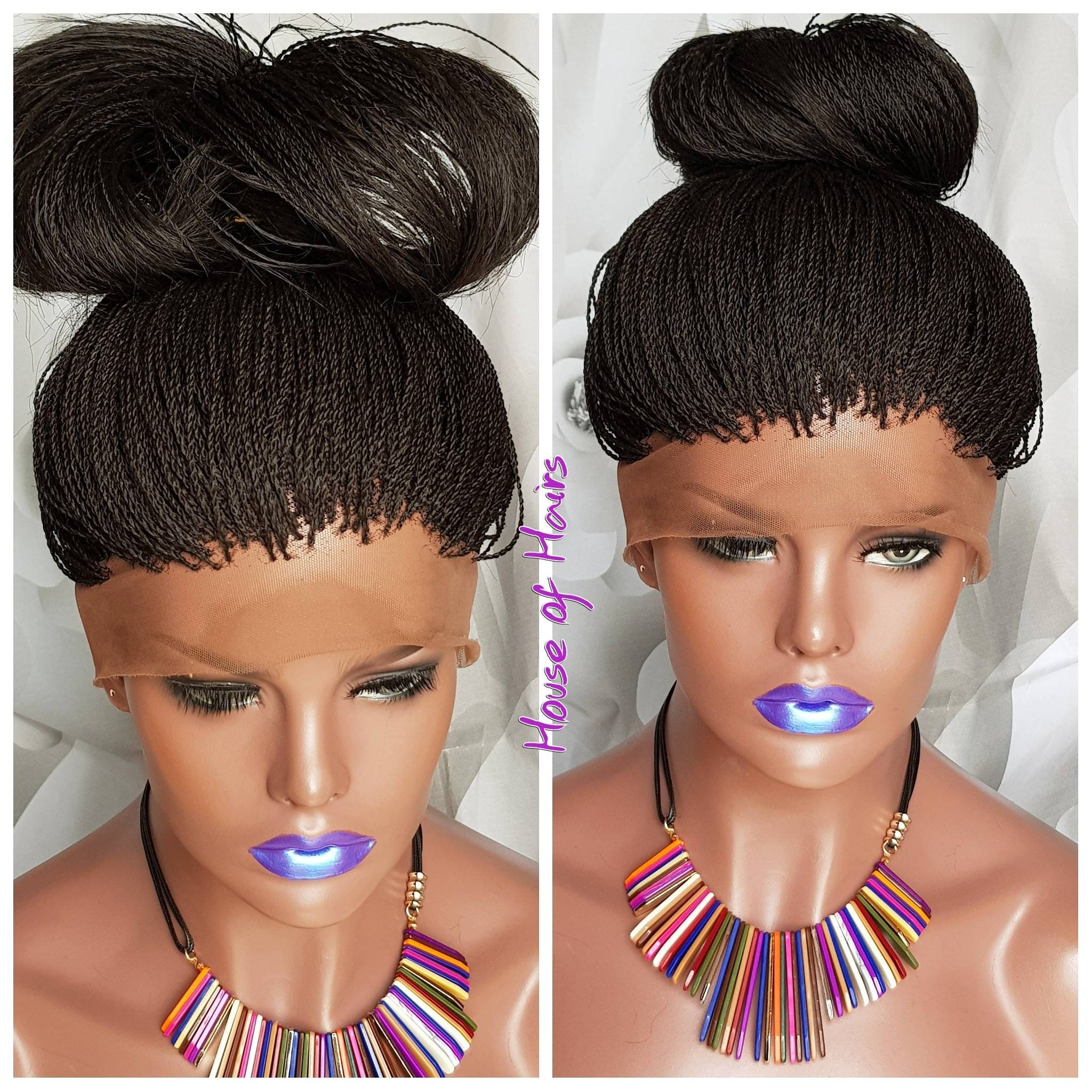 Handmade glueless braided 360 lace wig micro twist braids colour 1b off
