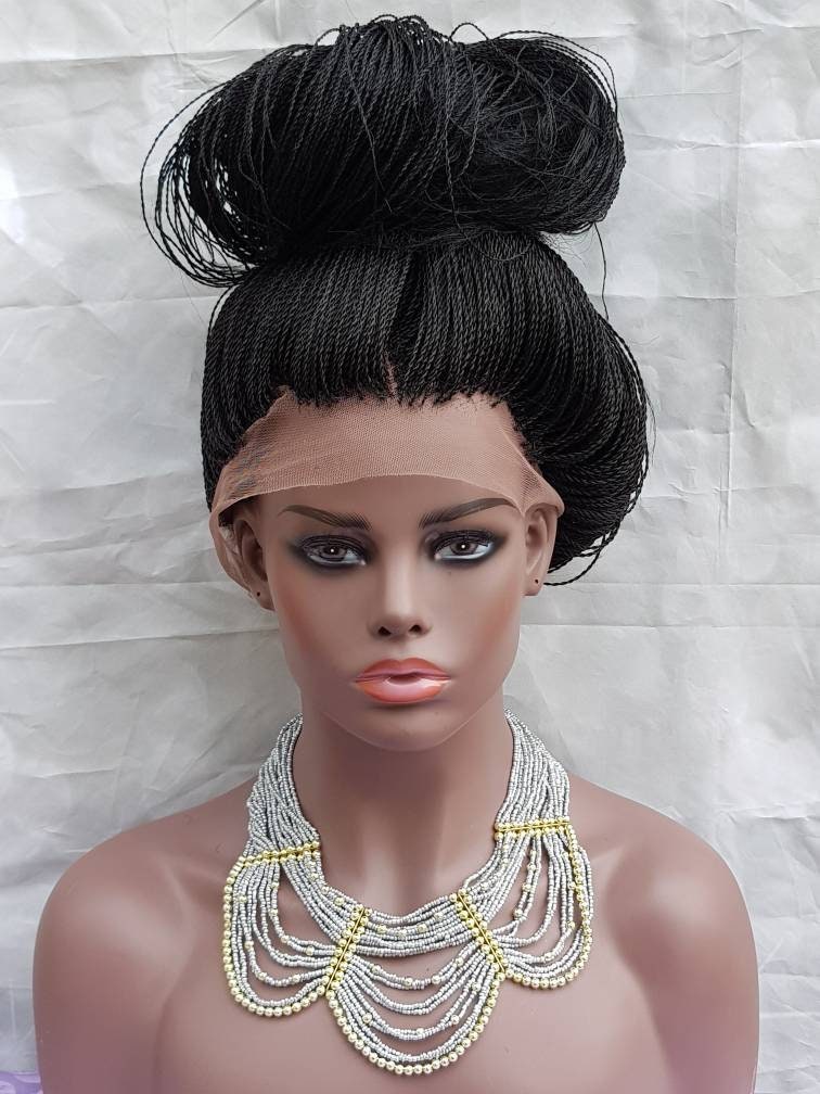 Handmade glueless micro braided 360 lace wig micro million senegalese