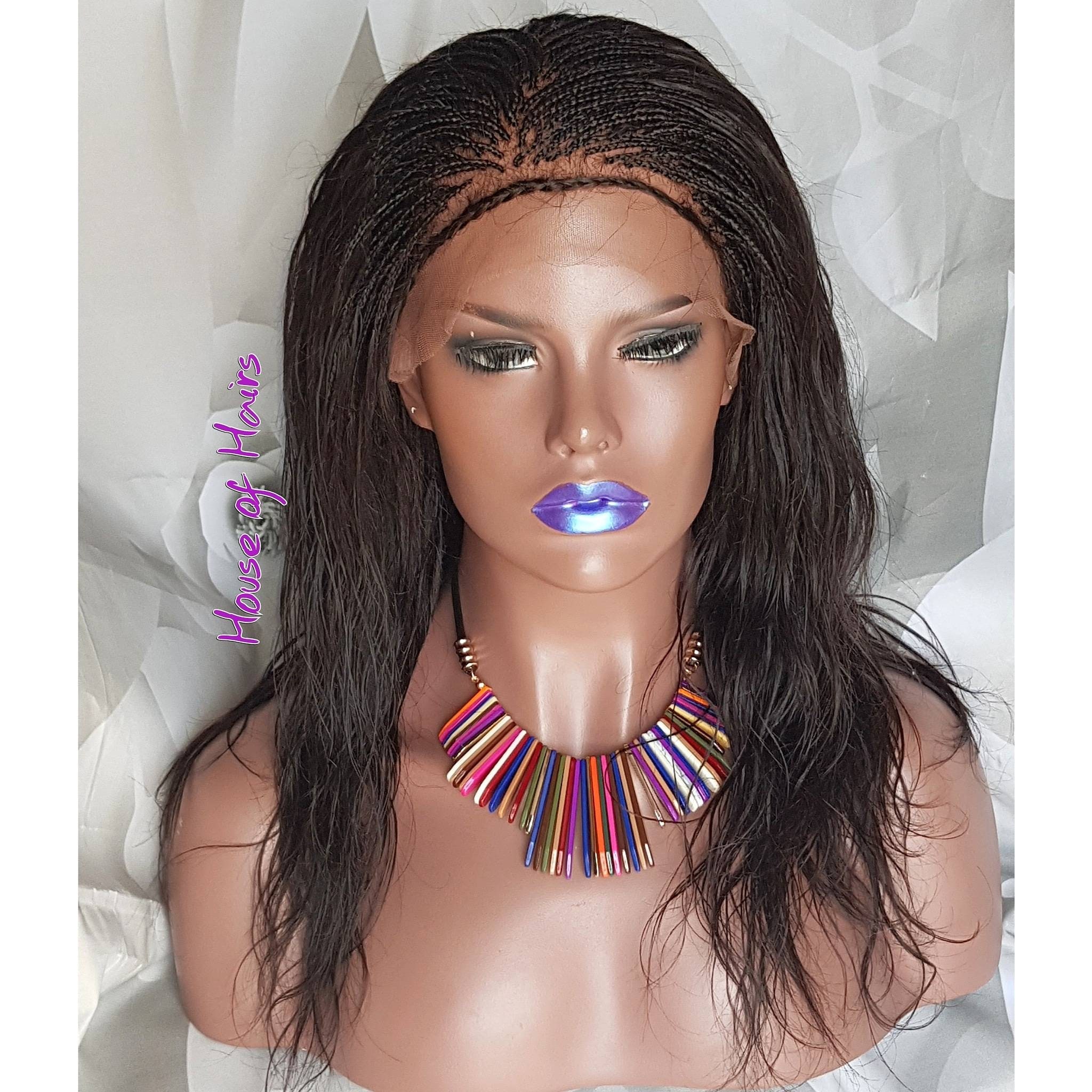 micro hair human handmade braids wave wig lace 1b pick drop tiny