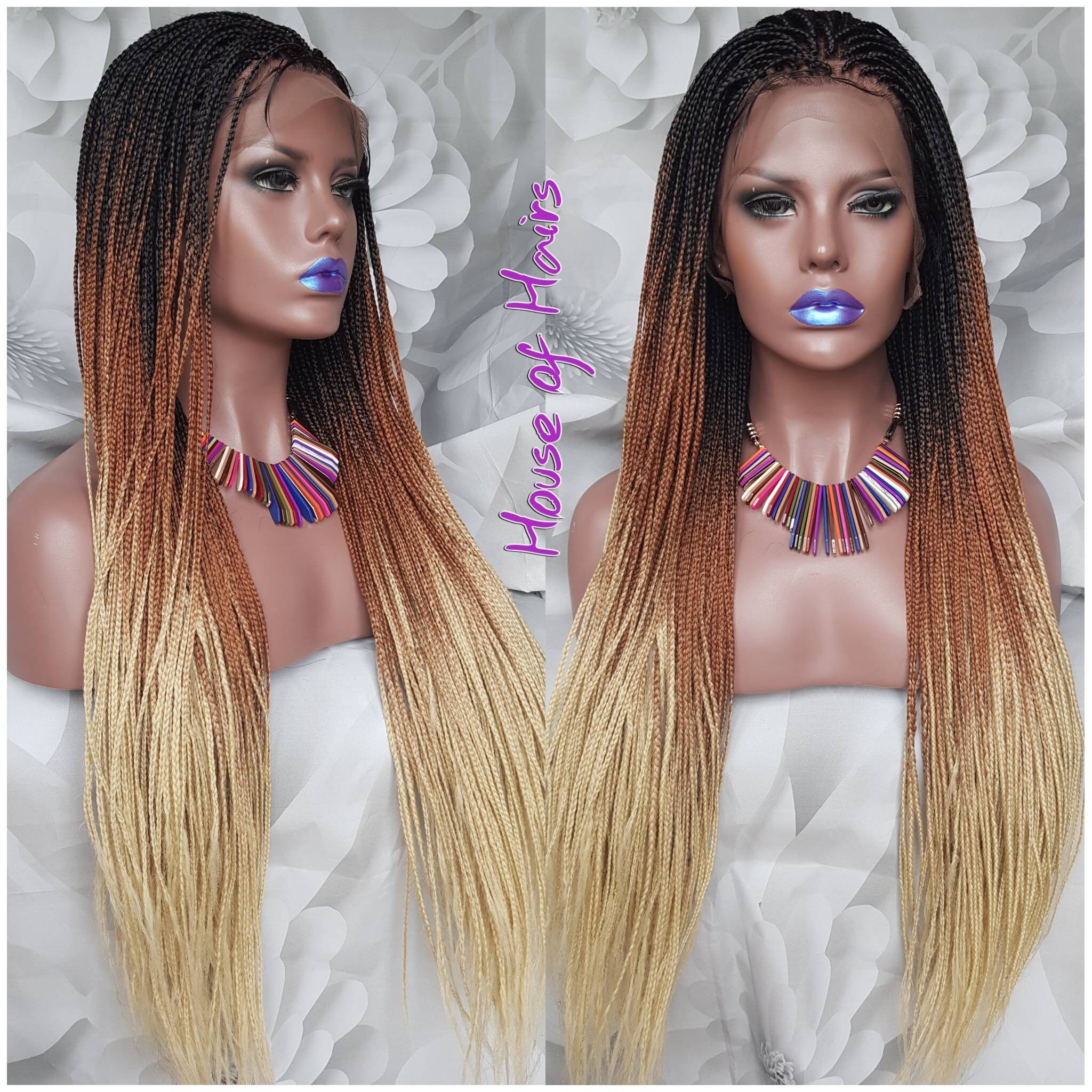 Handmade Glueless Box Braids Full Lace Box Braids Ombre Black