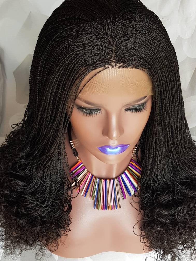 Handmade Glueless Braided Lace Front Wig Million Twist curly ends