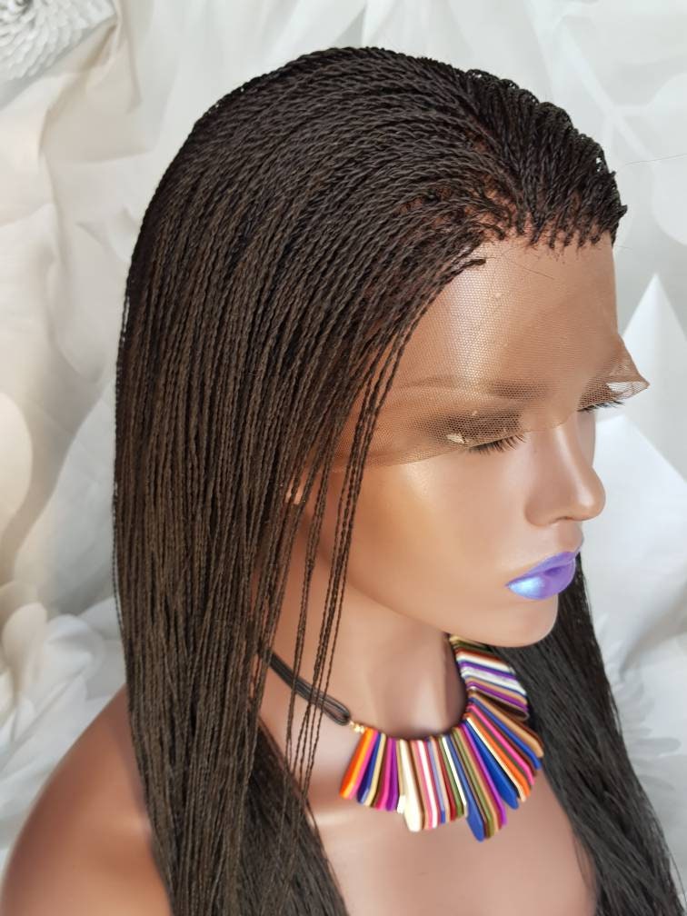Handmade Glueless Braided Full Lace Wig Micro Twist Braids colour 1b