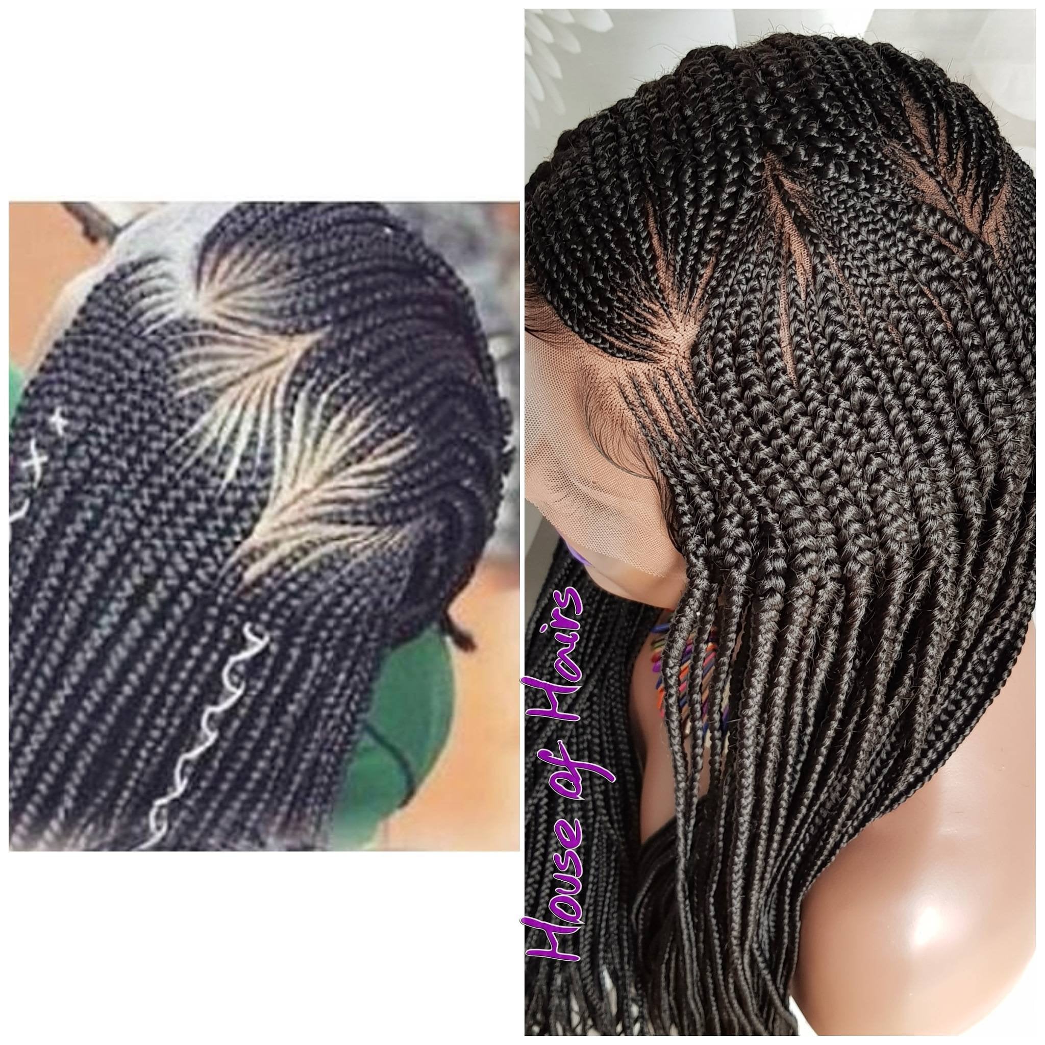 two braids on each side with weave