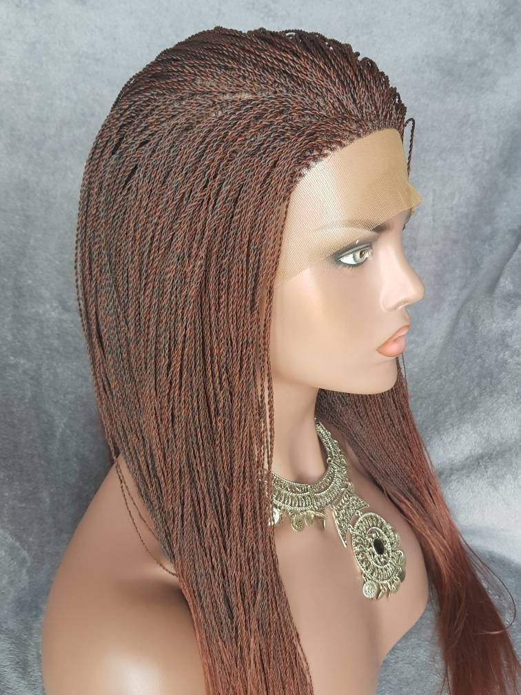 Handmade Glueless Braided Full Lace Wig Micro Twist Braids colour 1b/35