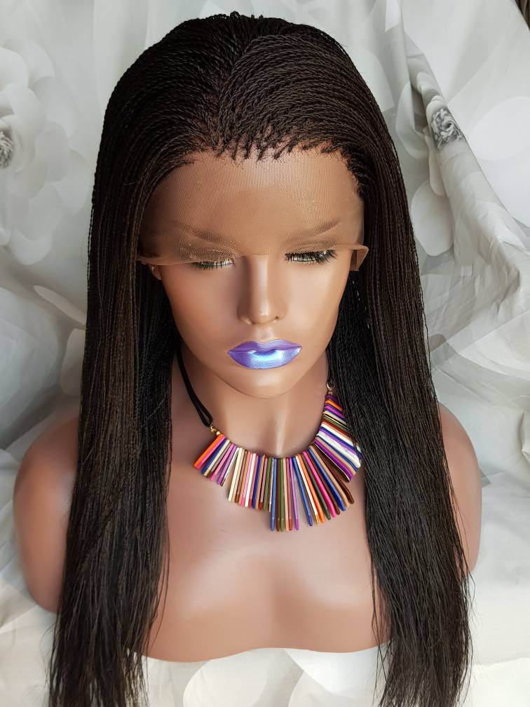 Handmade Glueless Braided Full Lace Wig Micro Twist Braids Colour 1b 