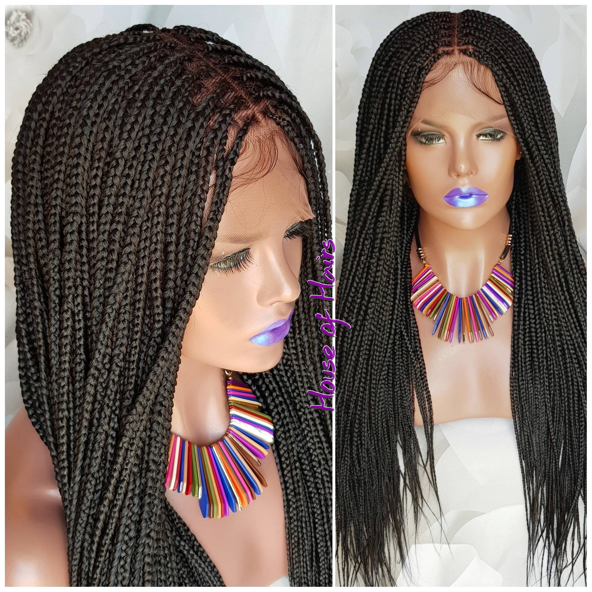 Handmade Glueless Medium Box Braids Full Lace Knotless