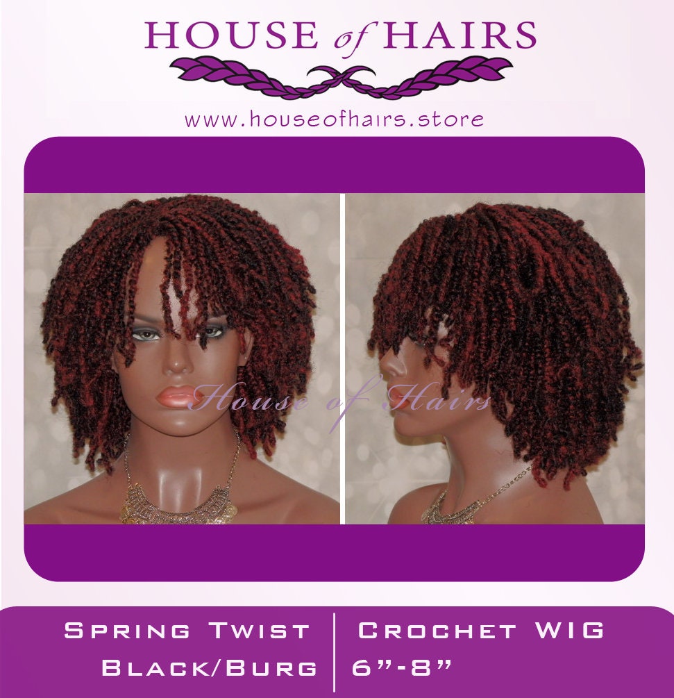 Handmade Glueless Braided Crochet Wig Afro Kinky SPRING Twist Black